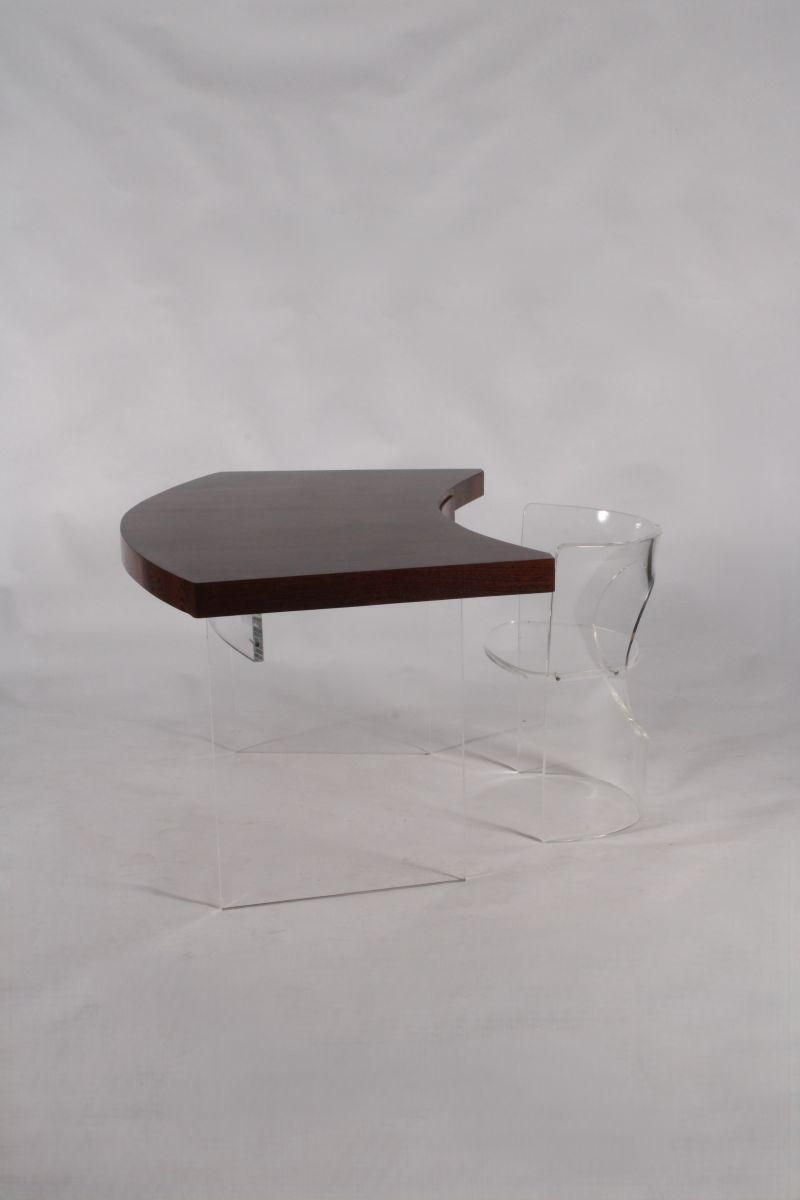 Rare And Beautiful Lucite & Wenge Desk Attributed To Danish Designer Poul Nørreklit * Free Uk Delivery photo vinterior