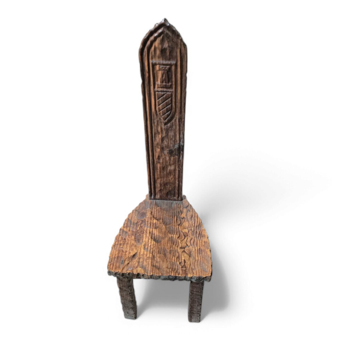 Brutalist Primitive Hall Chair / Hand Carved From Solid Wood And Detailed With Beautiful Gouge Woodwork photo furniture
