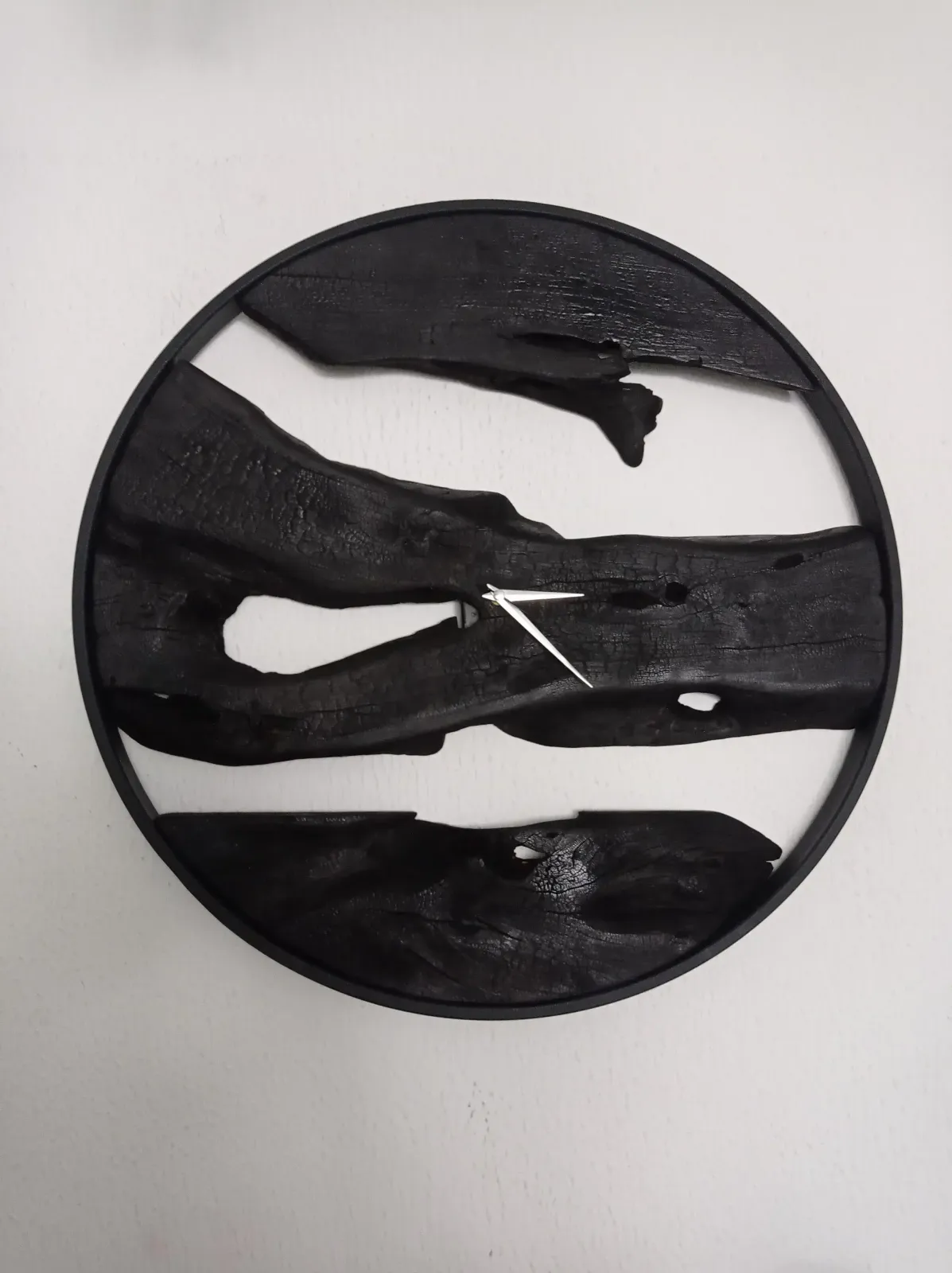 Shou Sugi Ban Olive Wood Wall Clock With Metal Frame photo 615.0