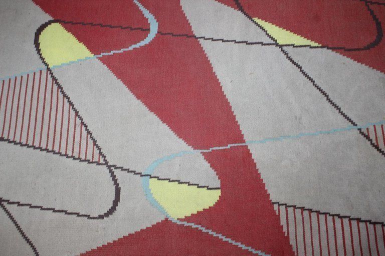 Design Geometric Carpet In Style Of Antonín Kybal, 1950s photo Textiles