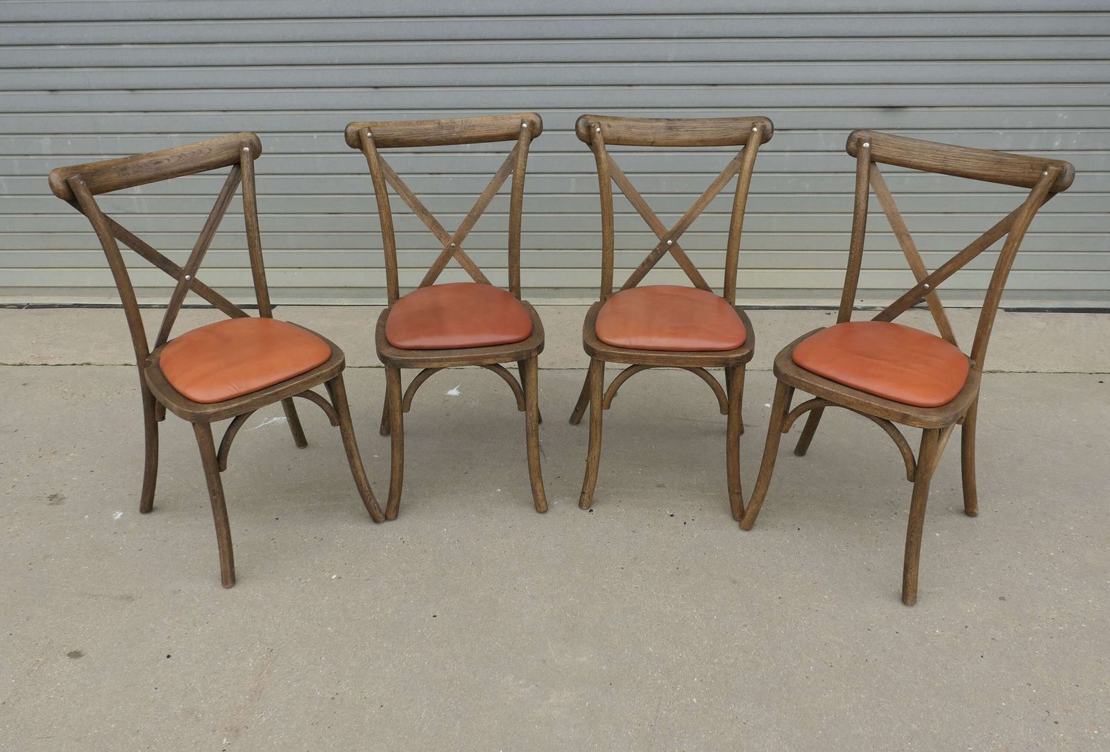 Set Of 4 French Bistro Chairs With New Leather Seats This Is A Good Sturdy Set photo furniture