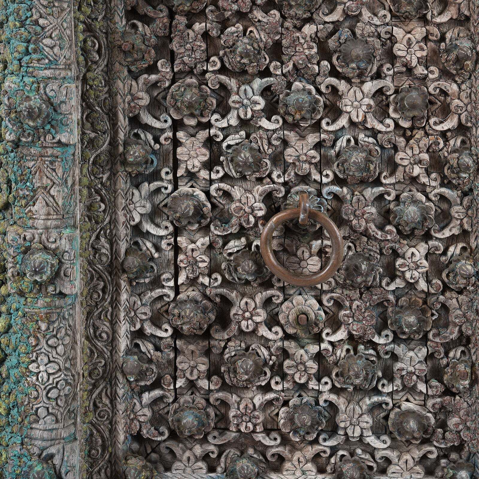 Painted Mughal Door From Uttar Pradesh   18th Century photo Home Fixtures