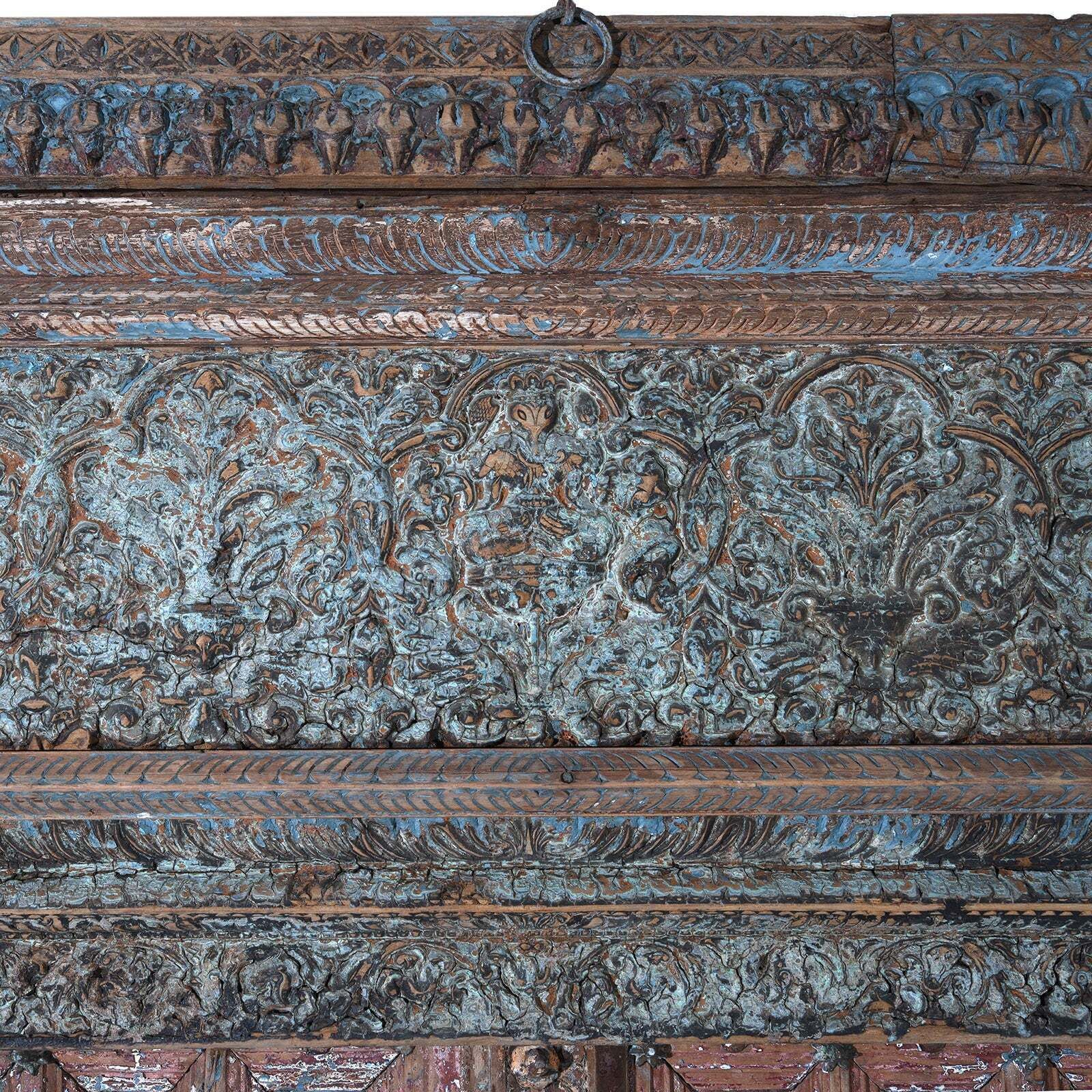 Painted & Carved Door From The Punjab   19th Century photo Home Fixtures