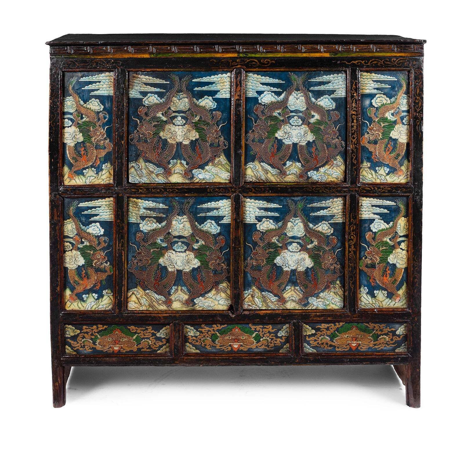 Tibetan Painted Altar Cabinet With Later Painting photo furniture
