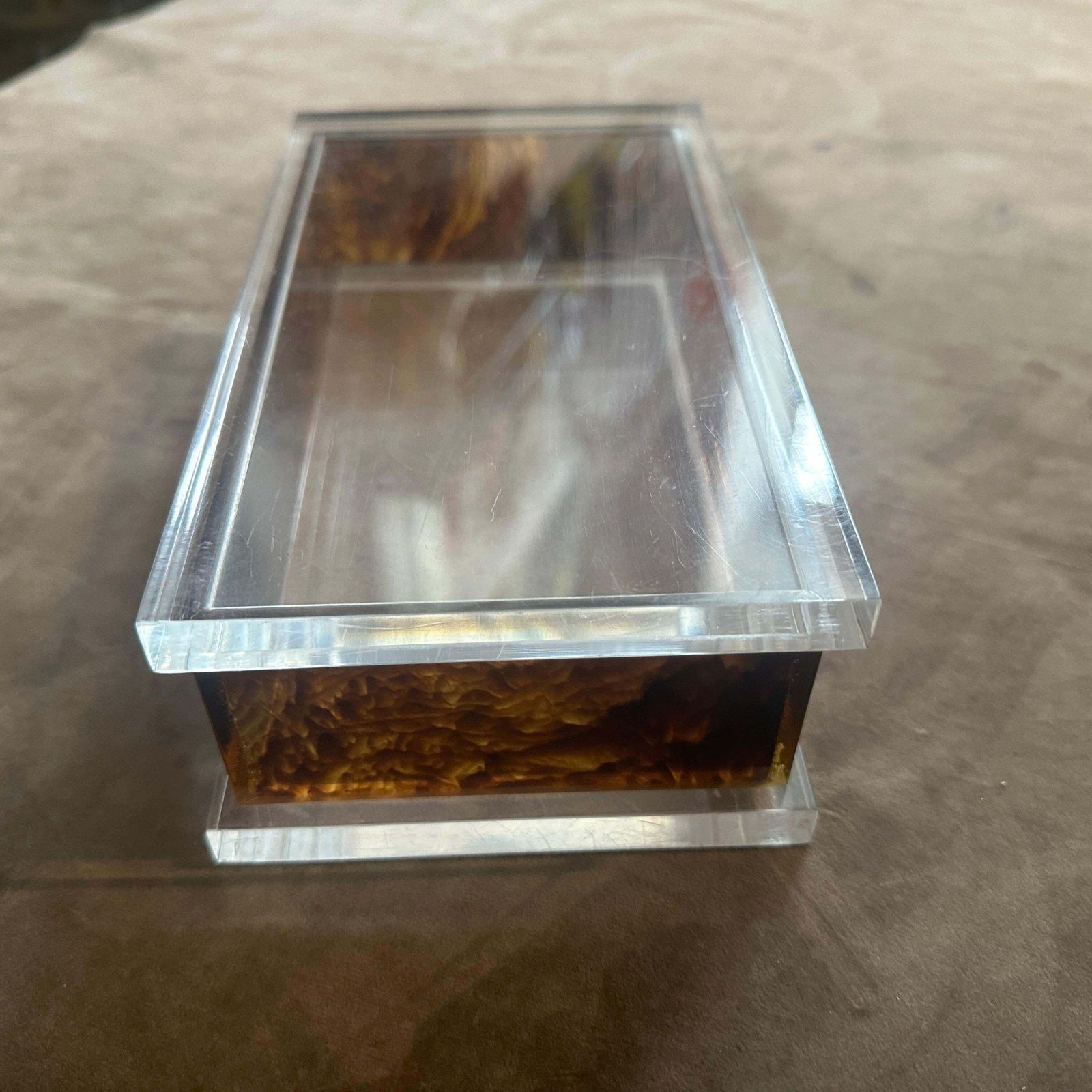 1970s Clear And Faux Tortoiseshell Lucite Vanity Box In The Manner Of Dior Home photo vinterior