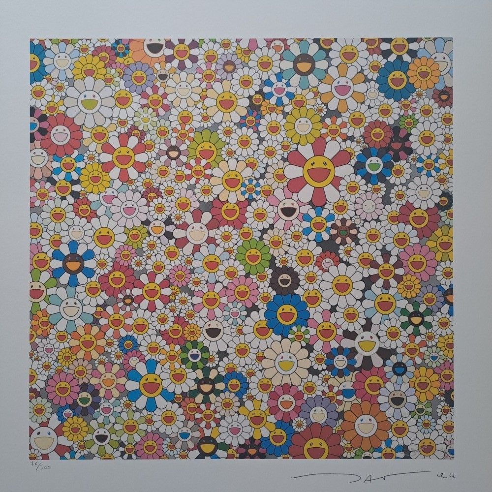 Murakami Takashi Signed Field Of Smiling Flowers Certificate