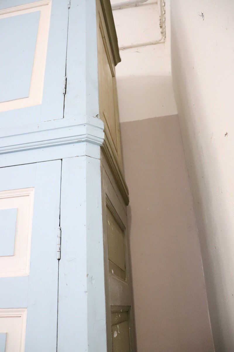 Antique Wardrobes In Lacquered Fir And Poplar Wood, 1800s, Set Of 2 photo for sale