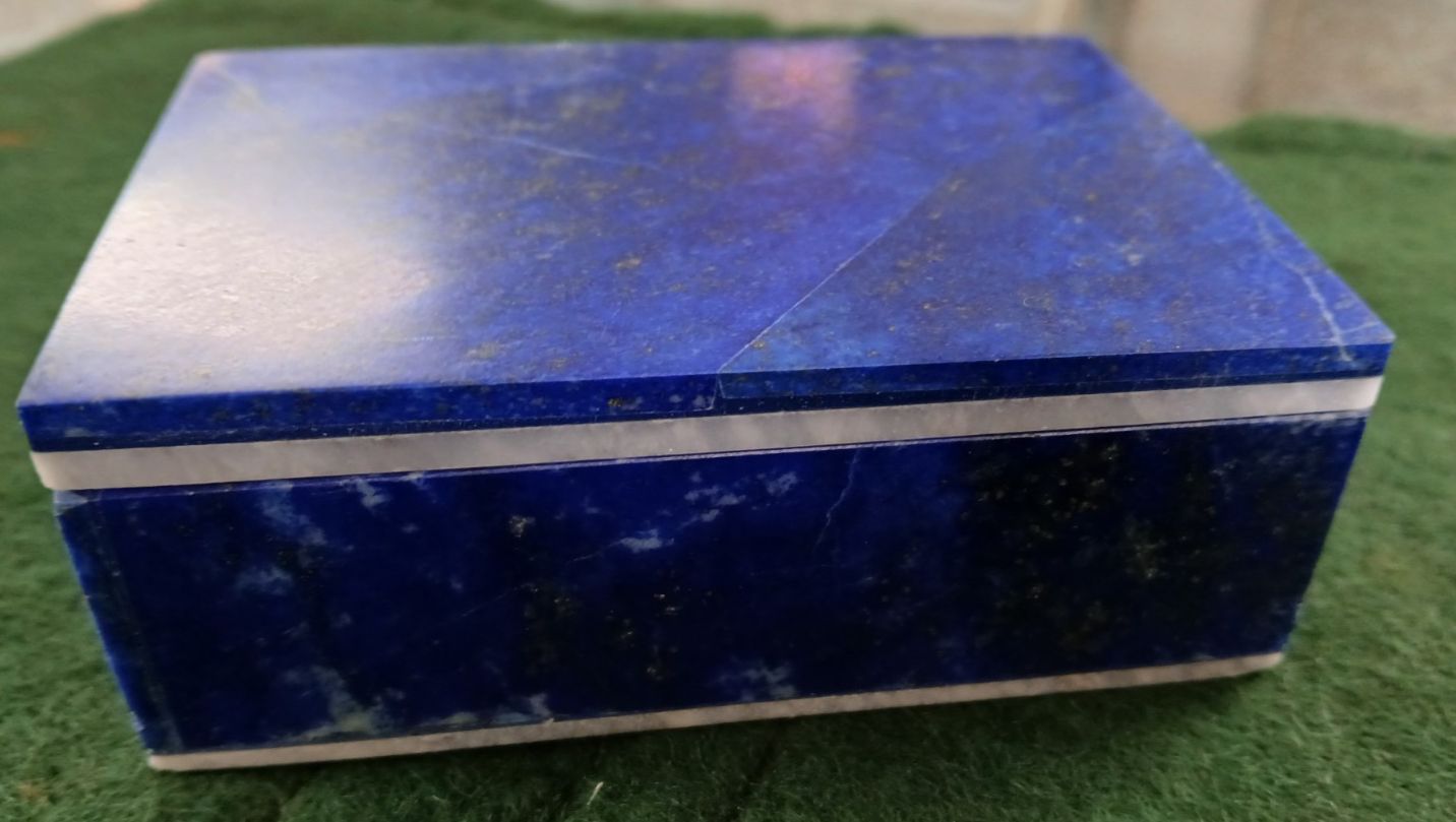 Lapis Lazuli Semi Precious Metamorphic Rock Trinket Box photo Home Decor