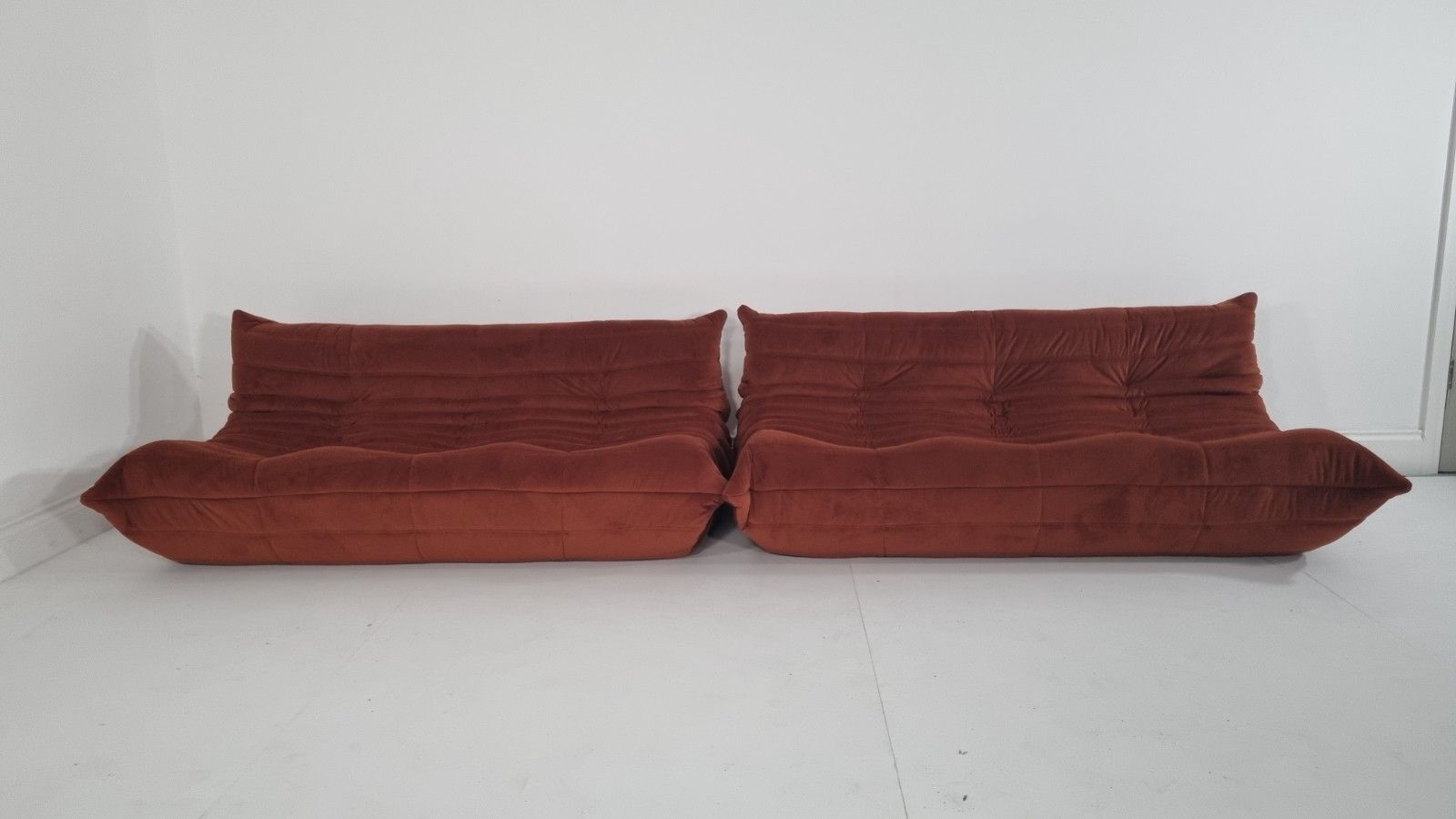 Ligne Roset Pair Of 3 Seater Togo's In Russet Velvet Immaculate photo furniture