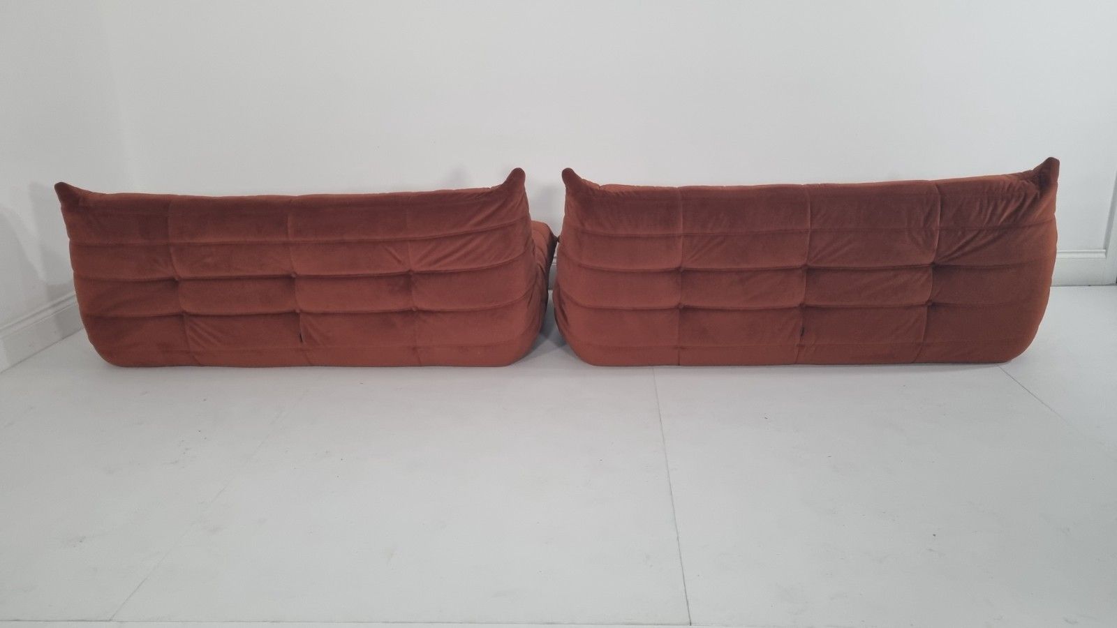 photo for sale Ligne Roset Pair Of 3 Seater Togo's In Russet Velvet Immaculate