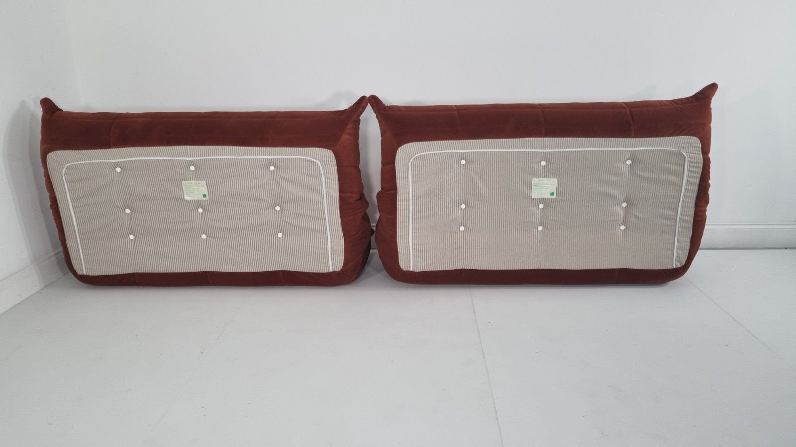 6240.0 Ligne Roset Pair Of 3 Seater Togo's In Russet Velvet Immaculate photo