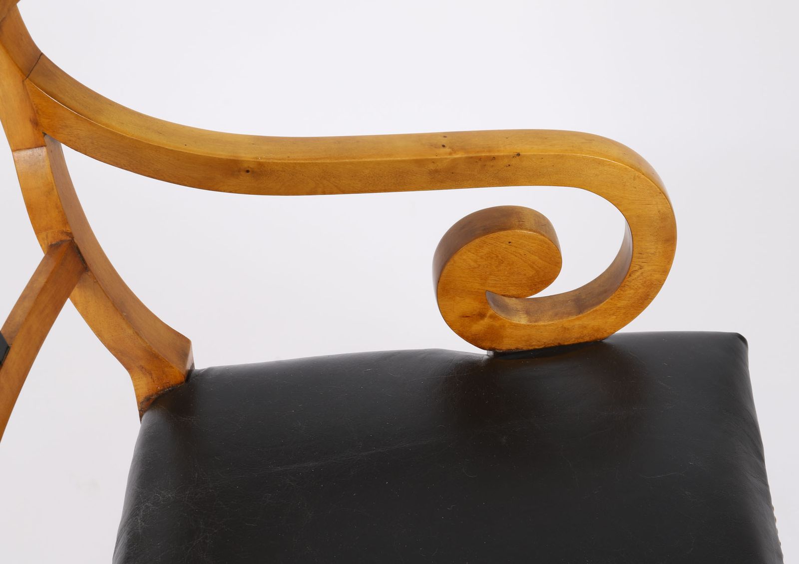 photo for sale Antique Pair Swedish Biedermeier Birchwood Ebonized Armchairs 19th Century