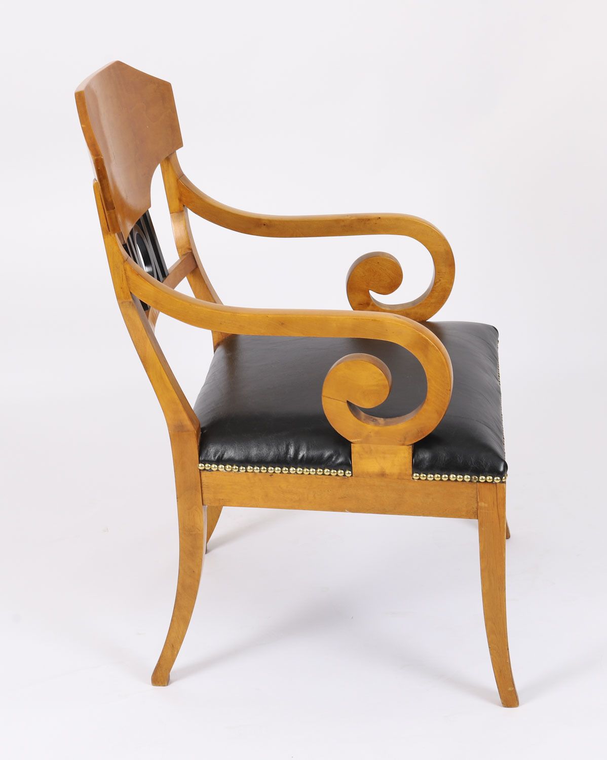 2750.0 Antique Pair Swedish Biedermeier Birchwood Ebonized Armchairs 19th Century photo