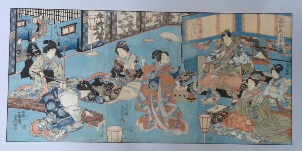 Japanese Woodblock Prints By Kunisada Circa 1860 photo furniture