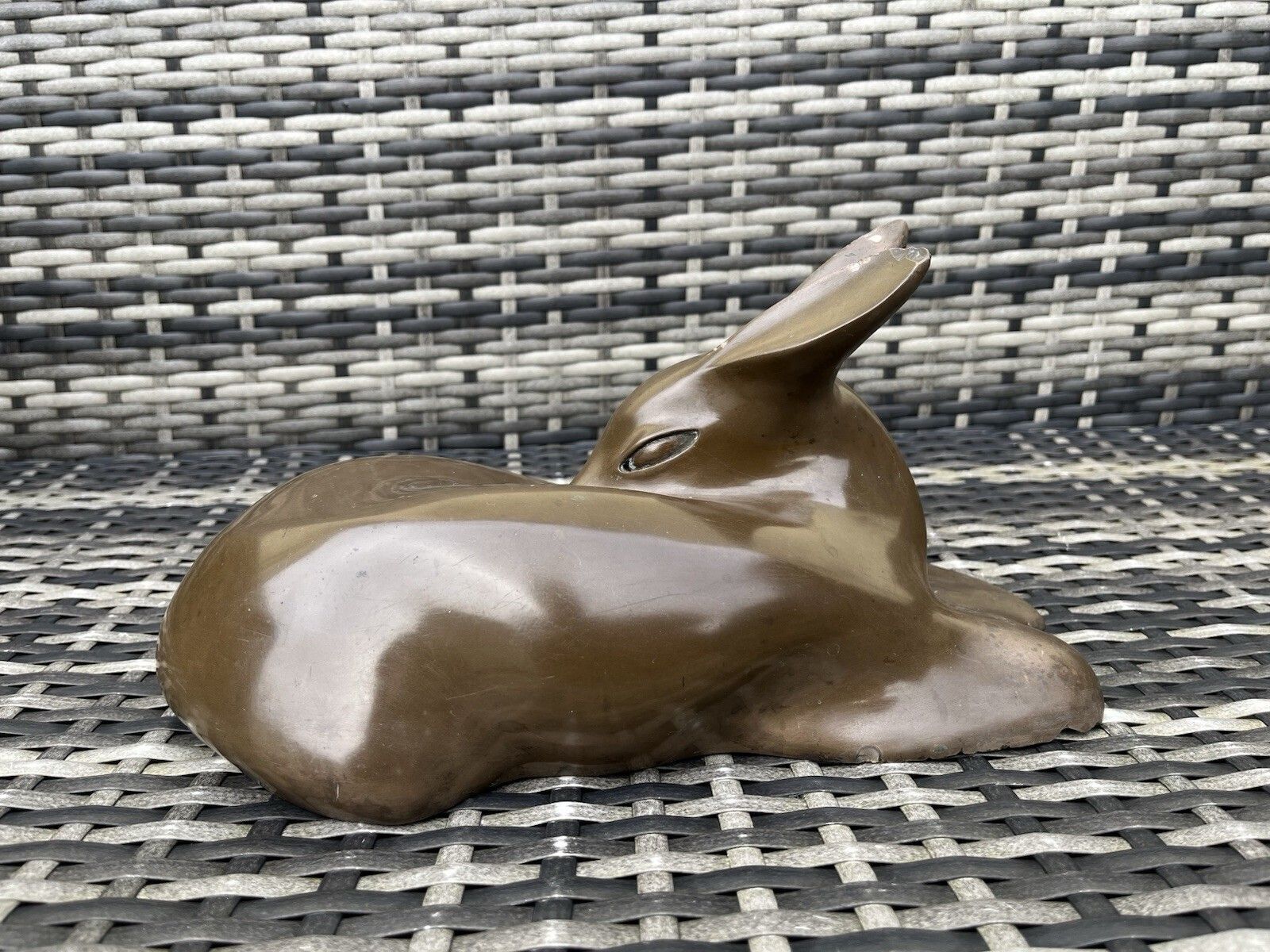 Large 50's Art Deco Style Signed Richard Fisher Bronze Resin Fawn Deer Sculpture photo 265.0