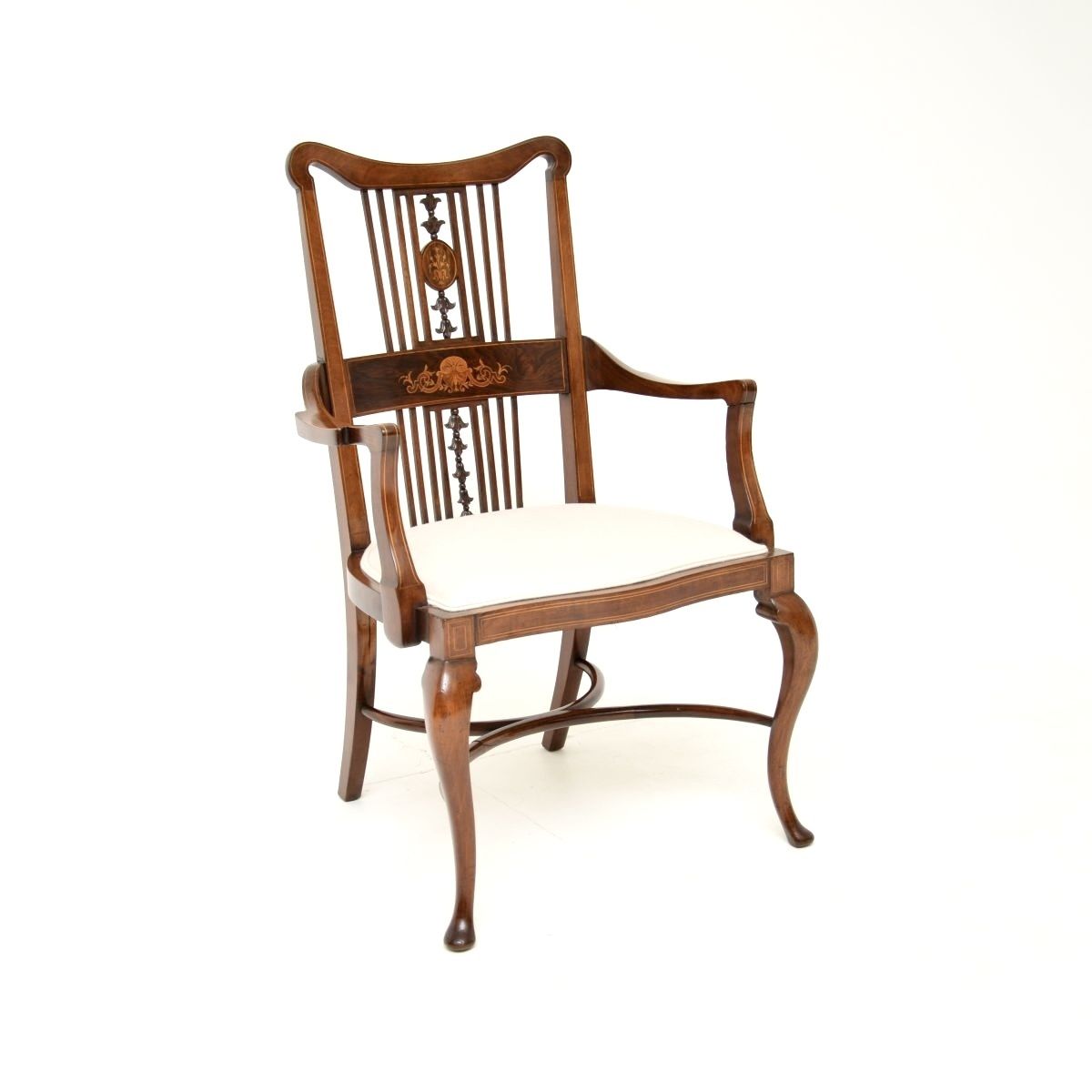 Antique Edwardian Inlaid Mahogany Armchair