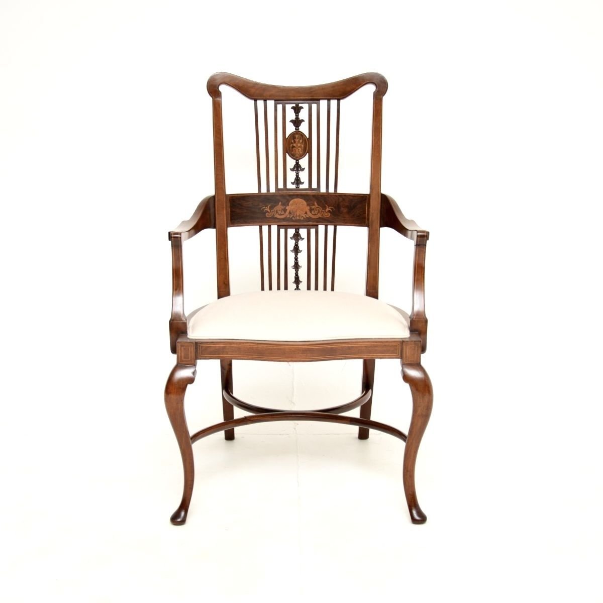 Antique Edwardian Inlaid Mahogany Armchair photo furniture