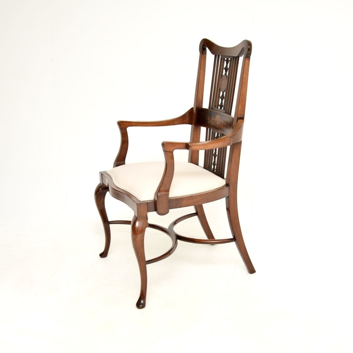 Antique Edwardian Inlaid Mahogany Armchair photo for sale