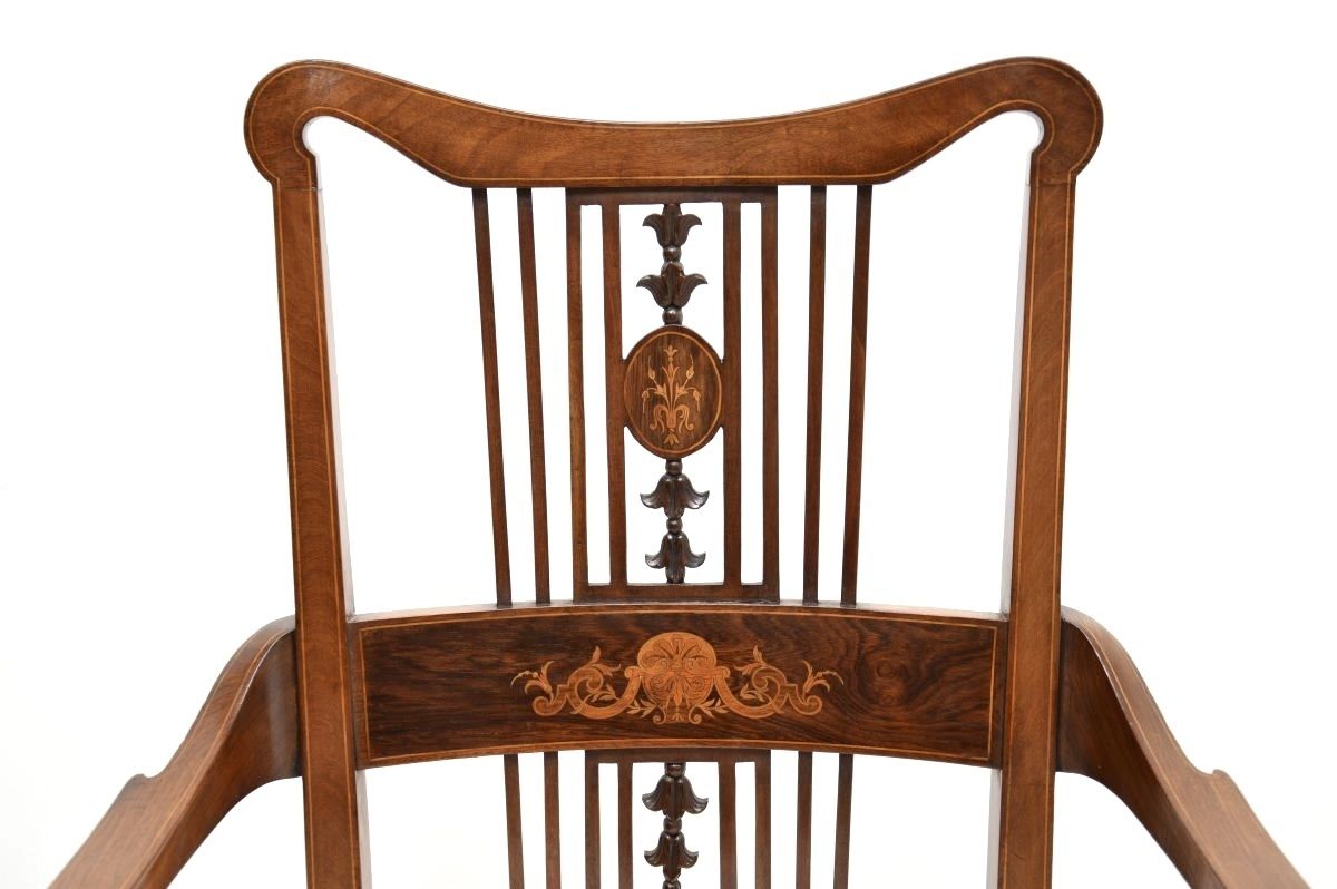 Antique Edwardian Inlaid Mahogany Armchair photo Furniture