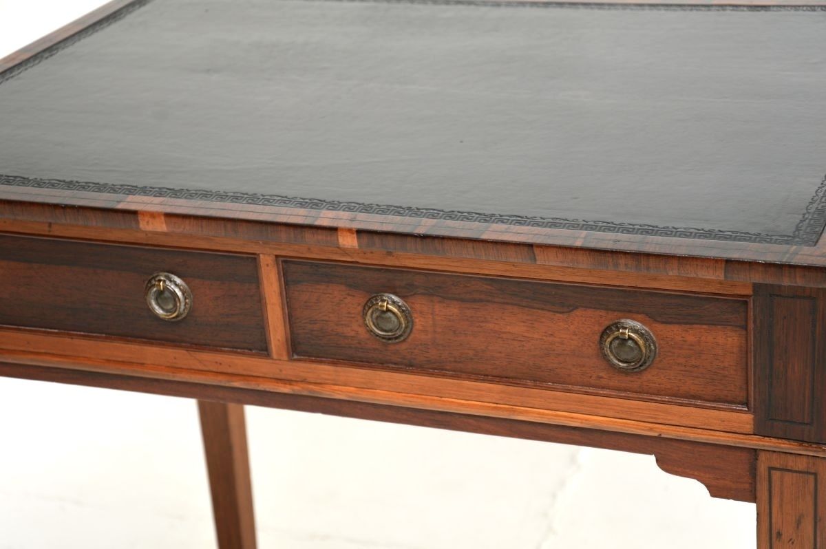 photo vintage Antique Georgian Inlaid Rosewood Writing Table / Desk