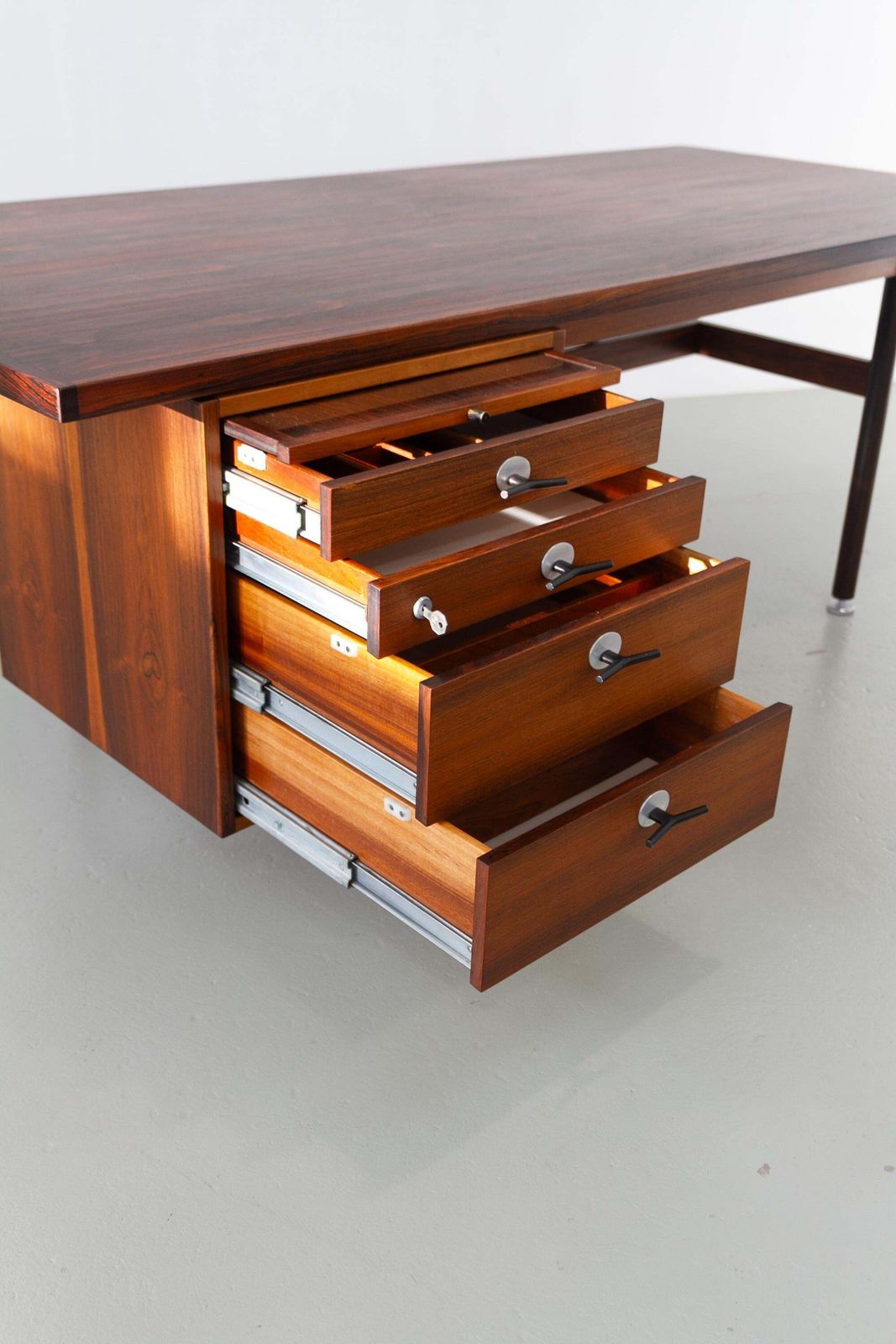Mid Century Rosewood Executive Desk With Y Pulls By Jens Risom, 1960s. photo for sale