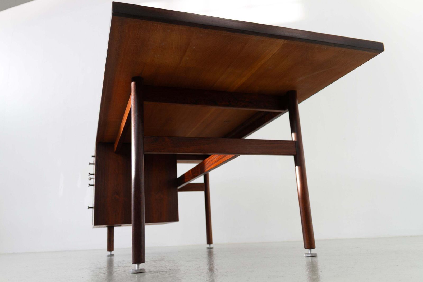 Furniture Mid Century Rosewood Executive Desk With Y Pulls By Jens Risom, 1960s. photo