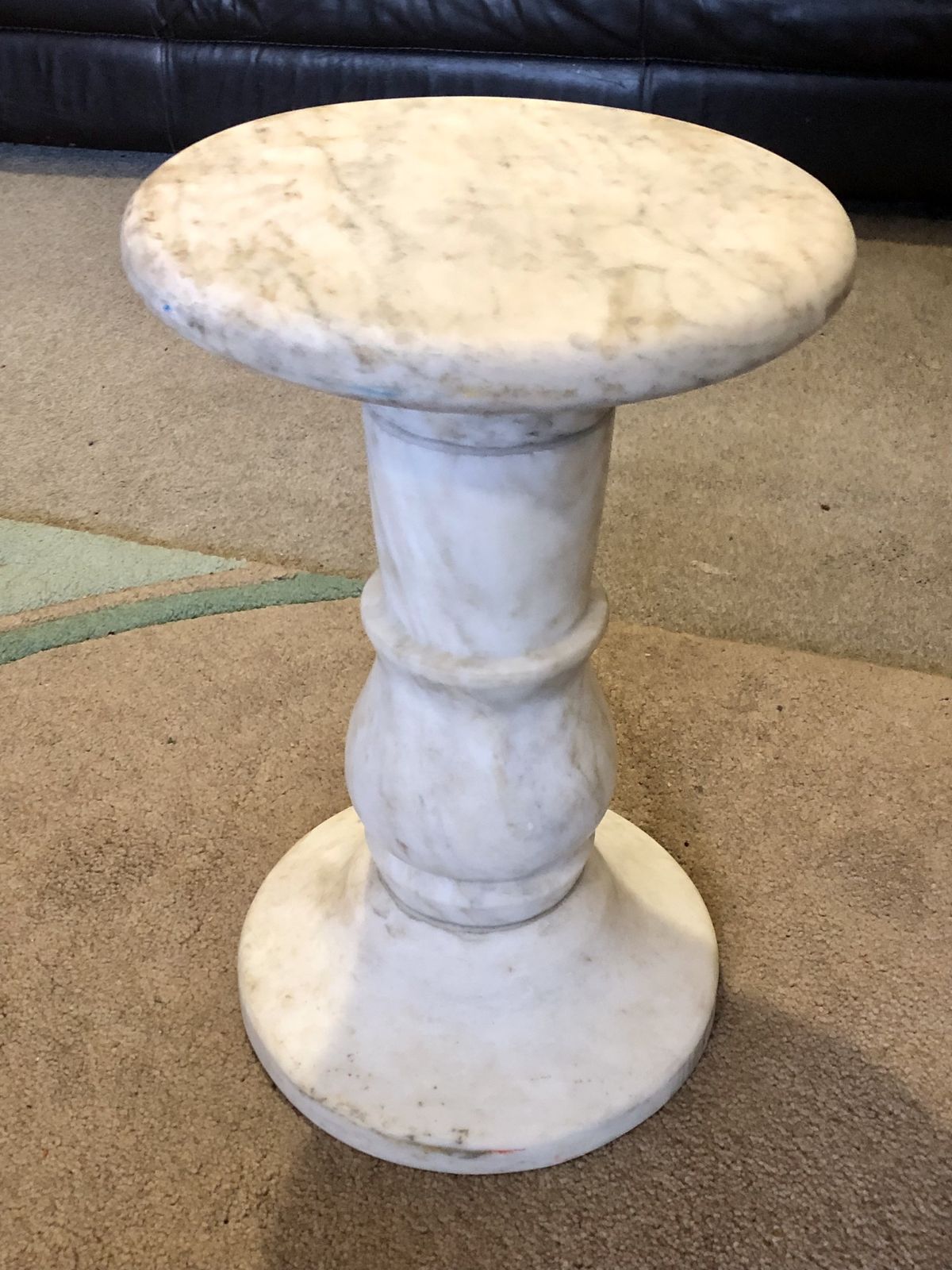 Handsome Antique Off White Marble Pedestal photo vintage