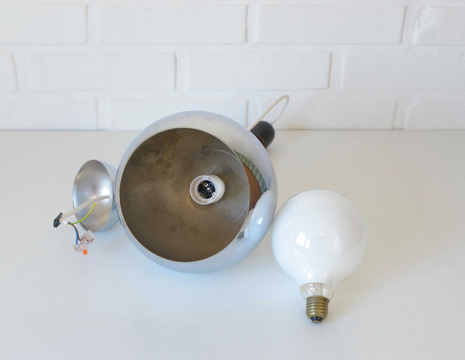 Vintage Pendant Light / Mcm Hanging Lamp / Mid Century Modern / Minimalist Chrome Lighting photo buy