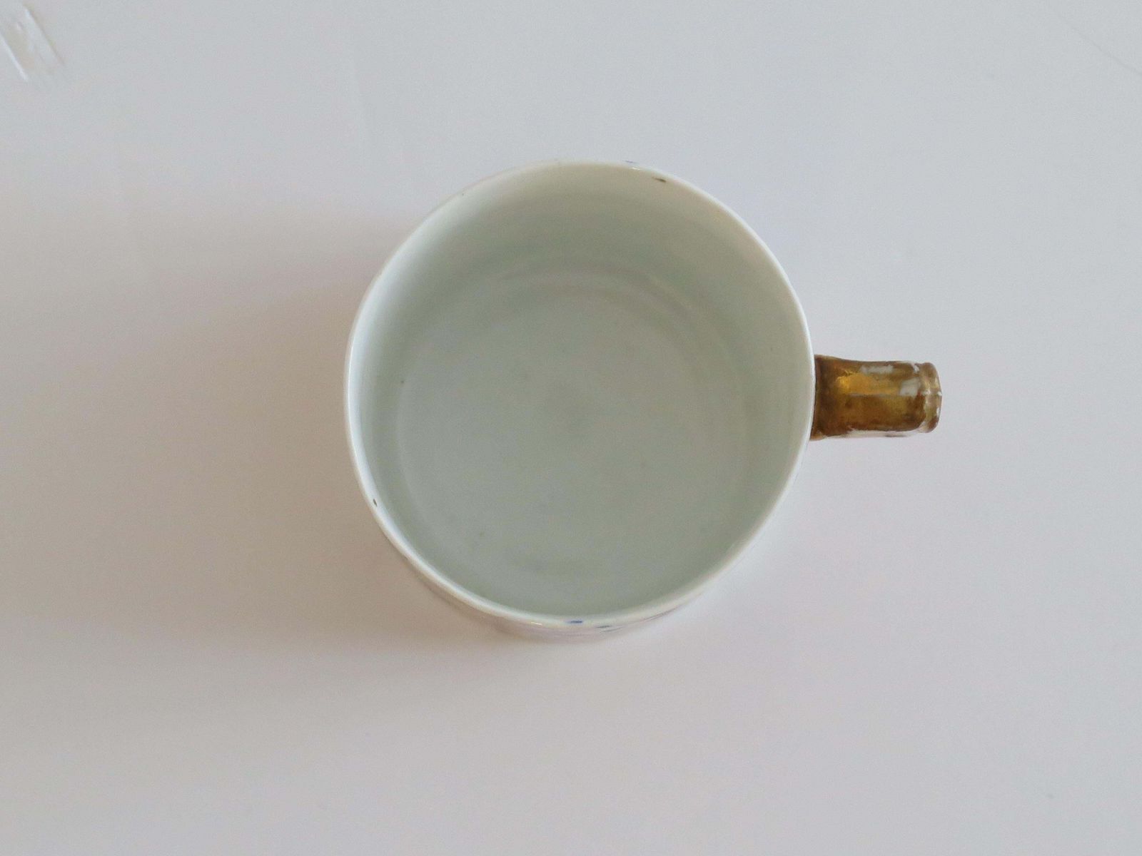 260.0 Georgian Derby Porcelain Coffee Can Rare Ear Handle Acanthus Imari Ptn, Ca 1810 photo