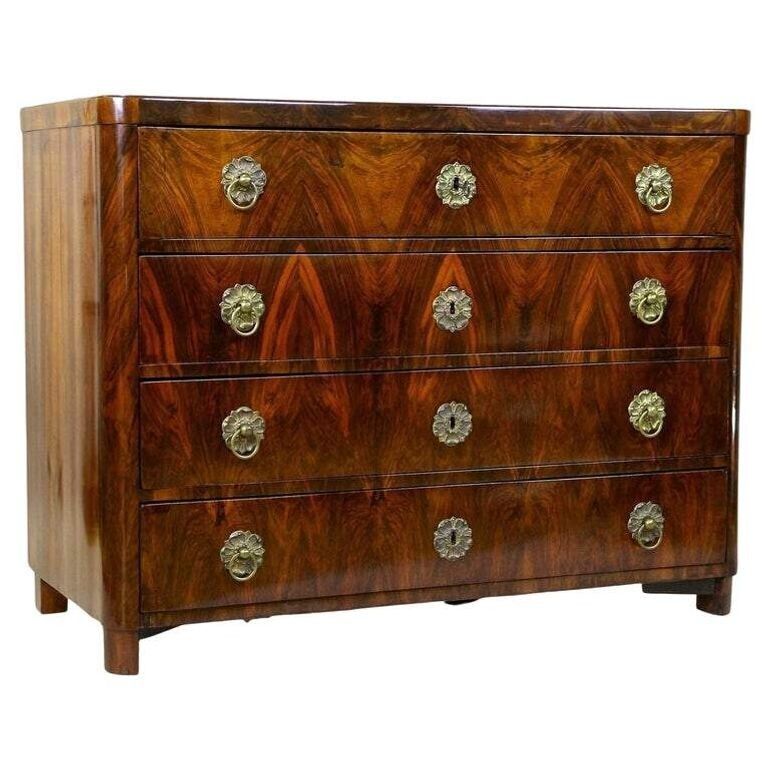 19th Century Biedermeier Chest Of Drawers/ Secretary, Nutwood, At Ca. 1830