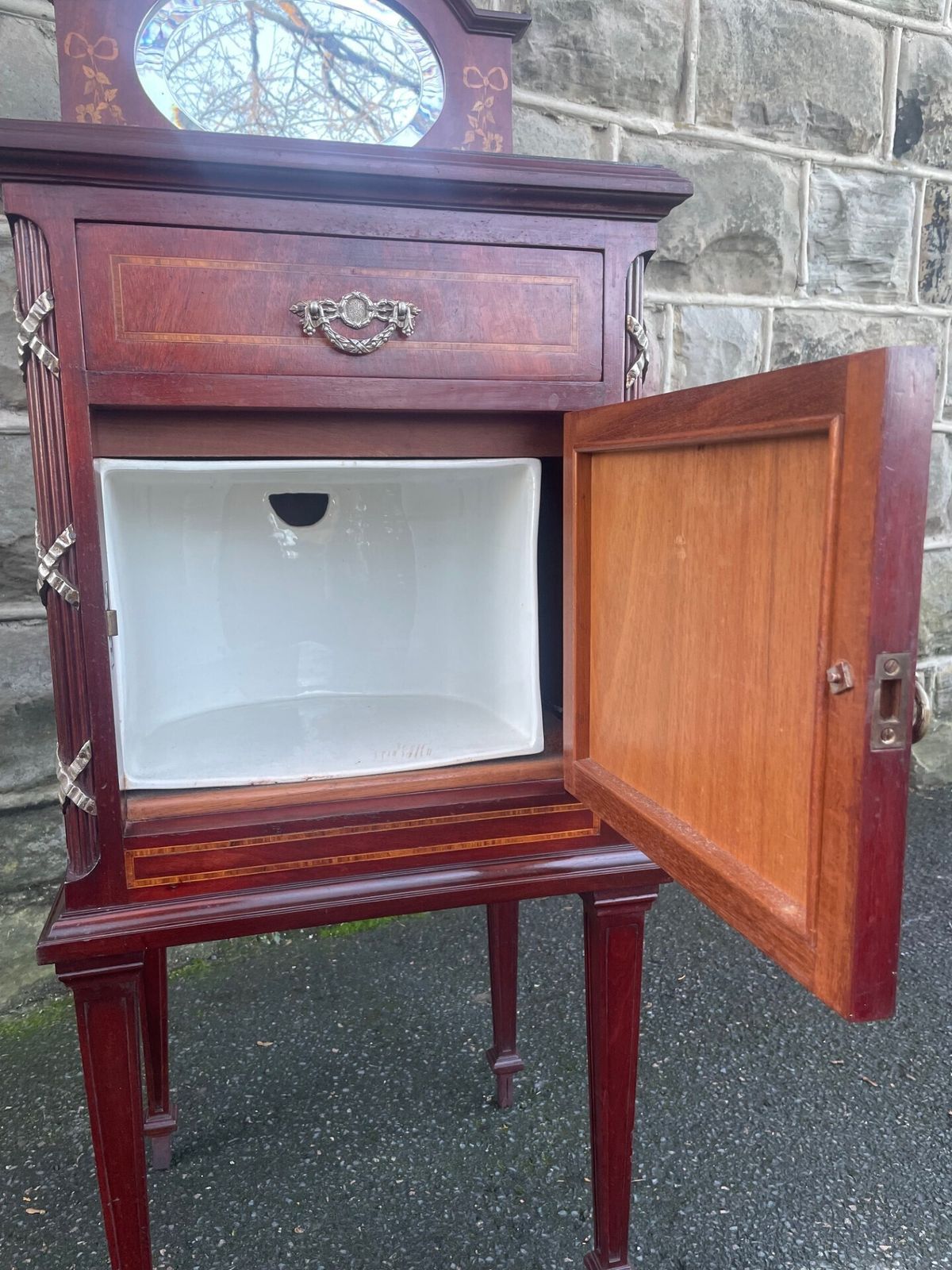 Edwardian Inlaid Mahogany Bedside Cabinet photo furniture