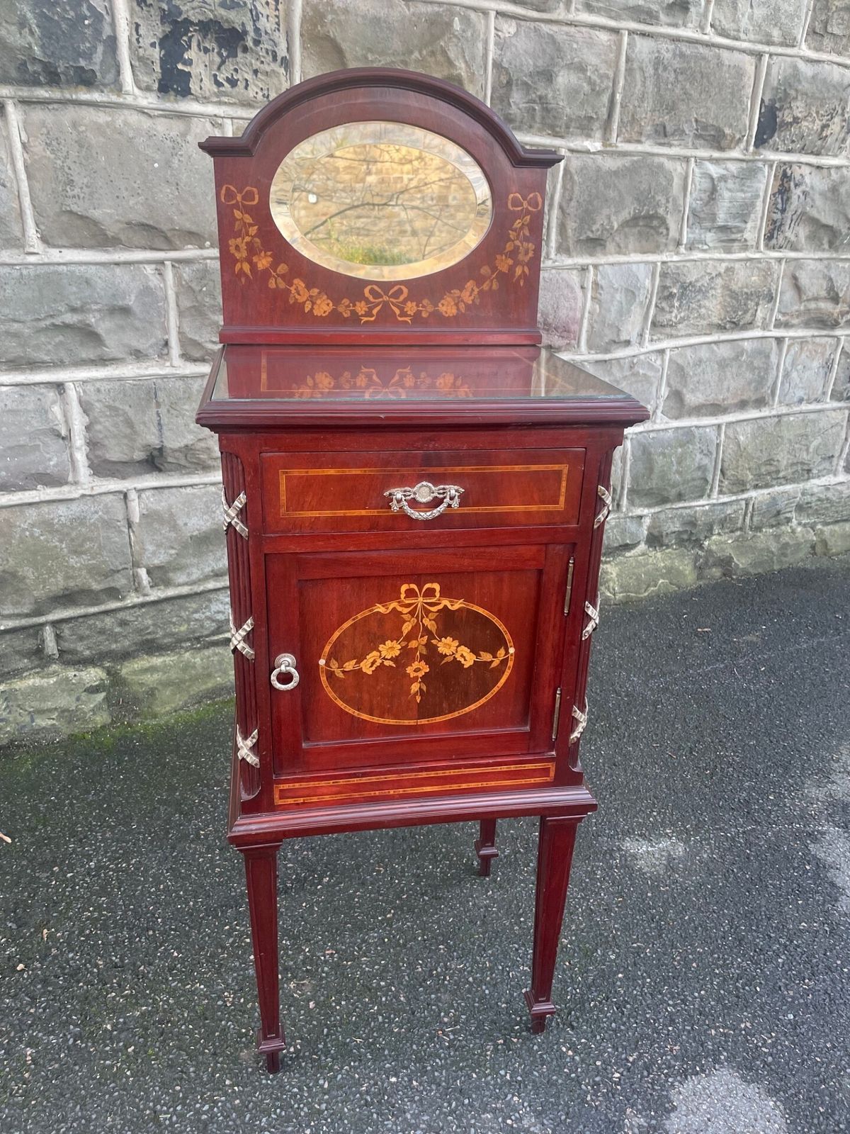 Edwardian Inlaid Mahogany Bedside Cabinet