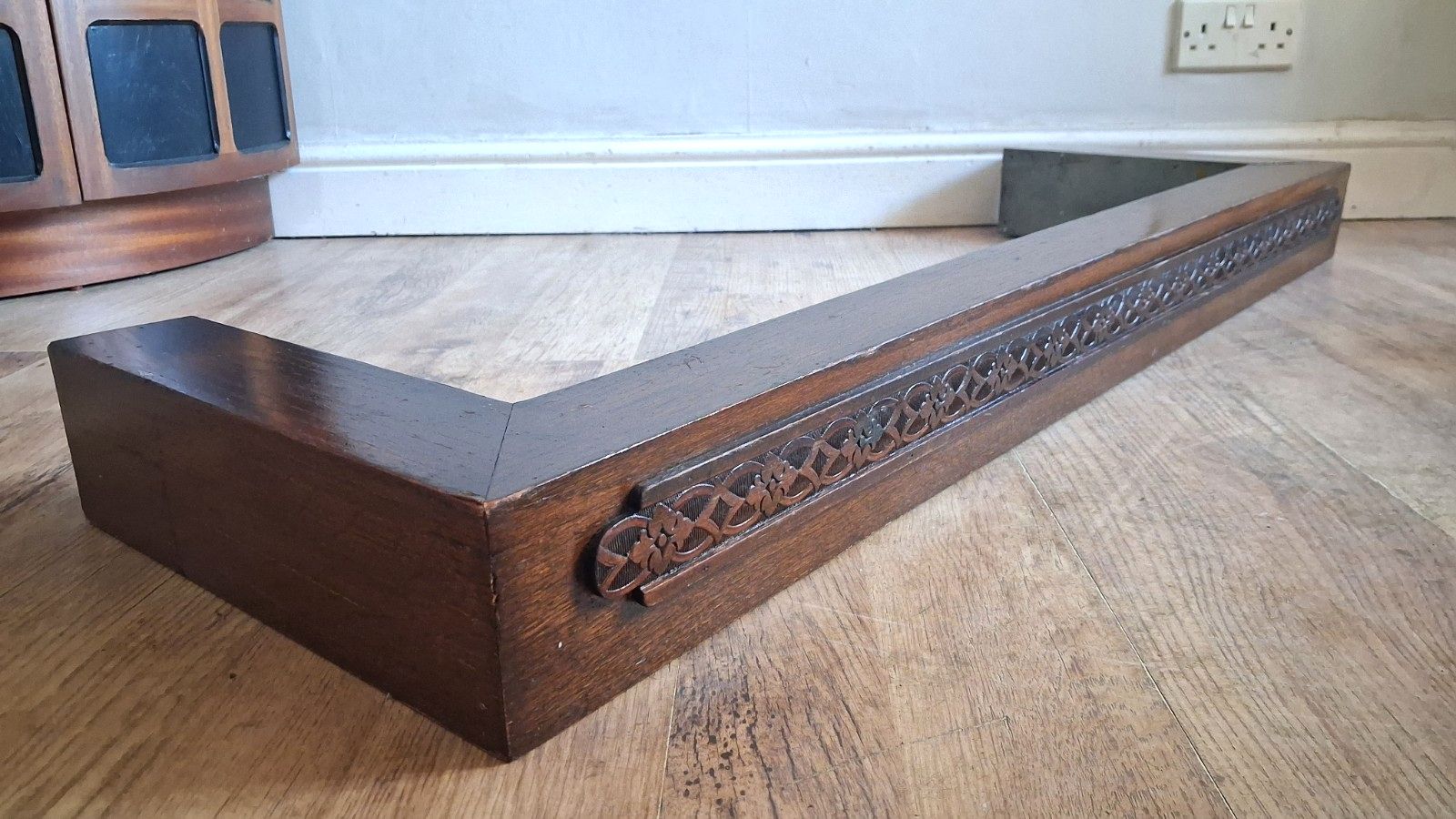 Delightful Original Art Deco 1930's Solid Oak Fireplace Fender /Guard photo vintage