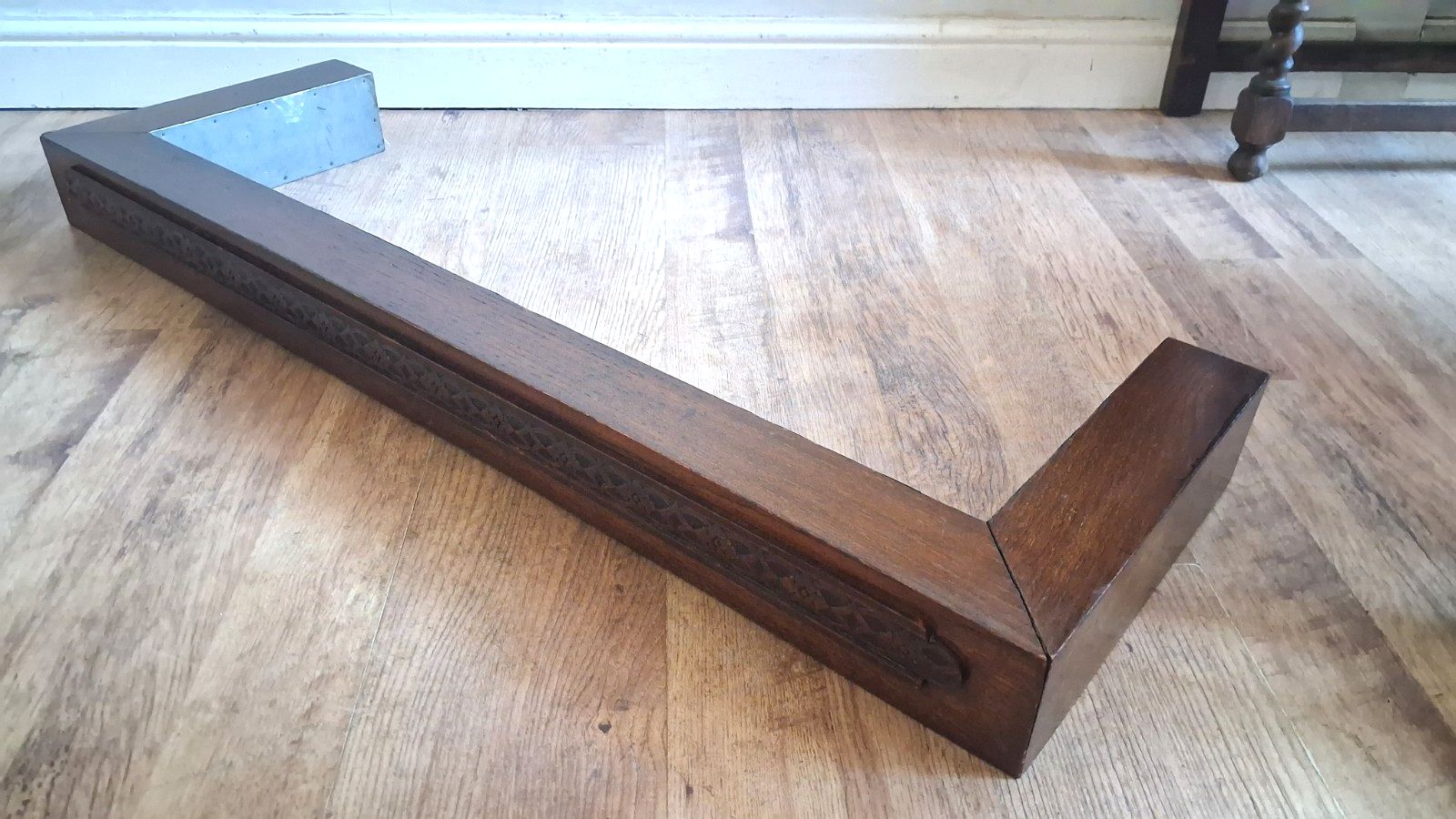 photo for sale Delightful Original Art Deco 1930's Solid Oak Fireplace Fender /Guard