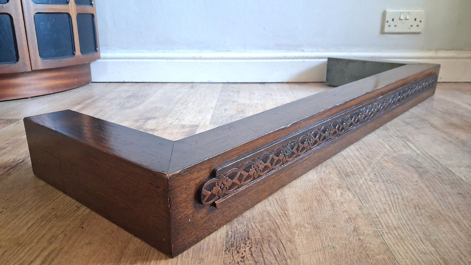Home Fixtures Delightful Original Art Deco 1930's Solid Oak Fireplace Fender /Guard photo