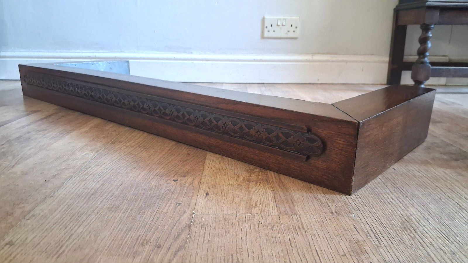 165.0 Delightful Original Art Deco 1930's Solid Oak Fireplace Fender /Guard photo