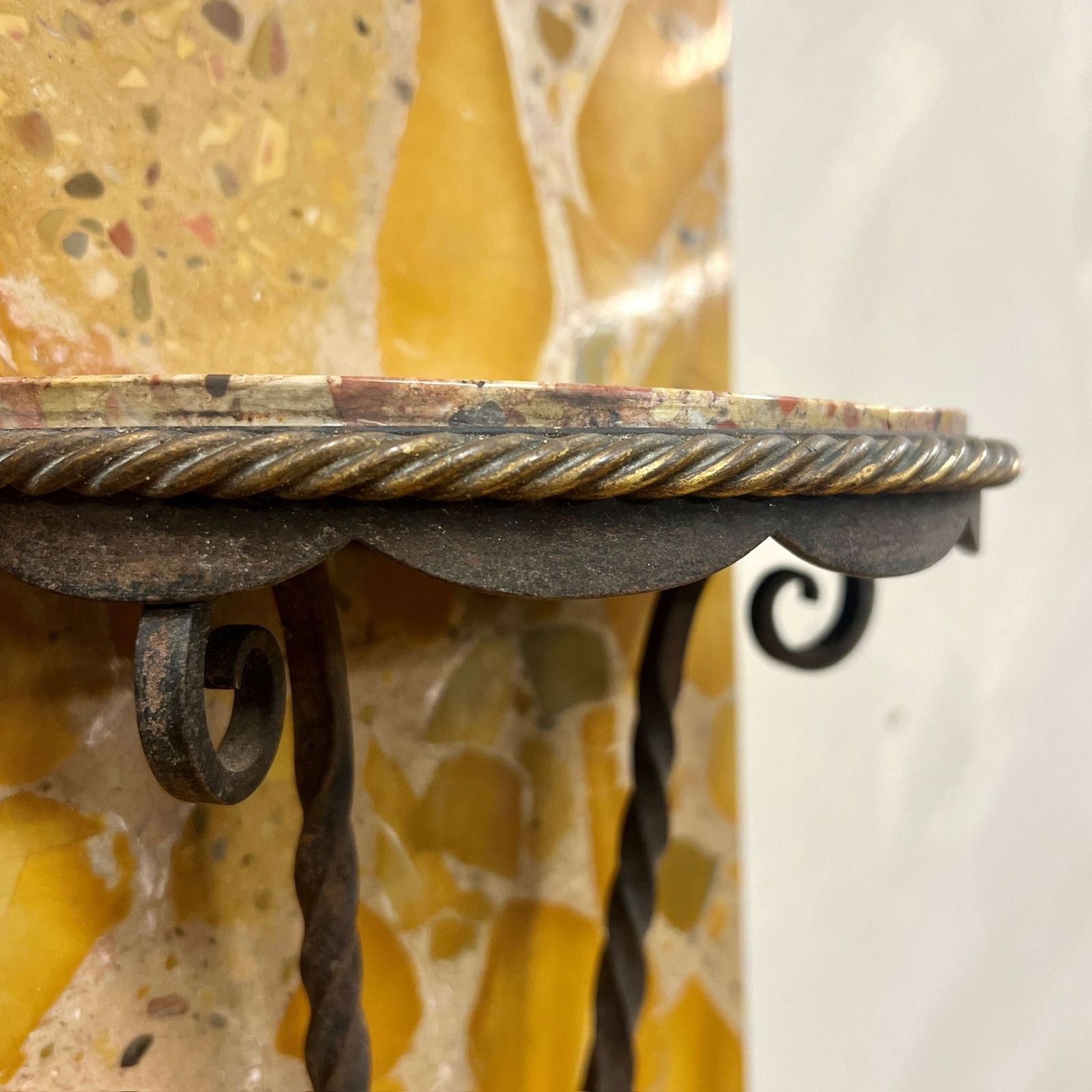 Rare Breche D'alep Marble & Iron Wall Shelves photo for sale