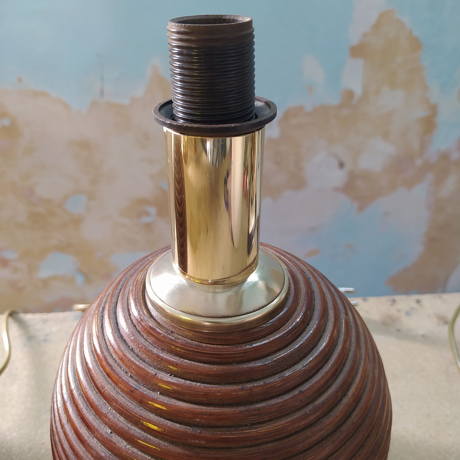 Pair 1970's Pencil Reed Table/Bedside Lamps. photo vinterior