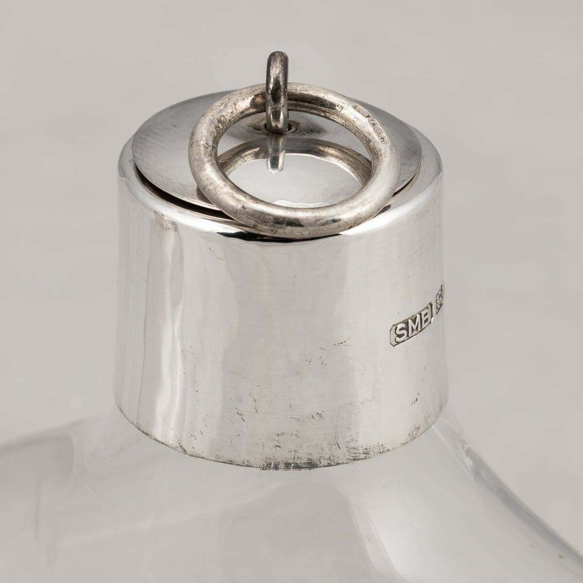 21stc English Solid Silver Mounted Glass Decanters With Heraldic Engraving C2007 photo vinterior