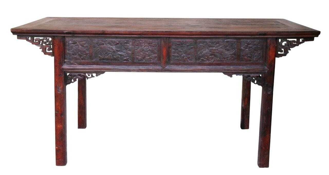 photo for sale Antique Chinese Altar Table, C1830s, Auspicious Carvings, Large Oriental Asian Temple Table, Gong An