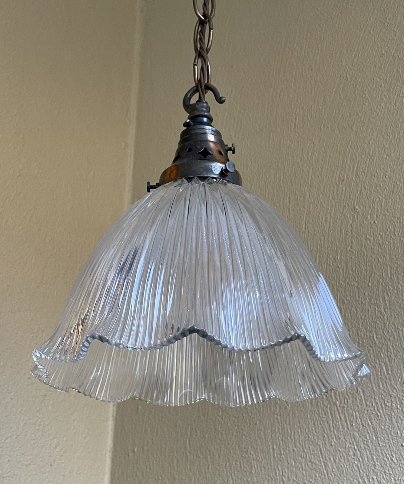 Edwardian Holophane Light Pendant (9 Inch) photo for sale