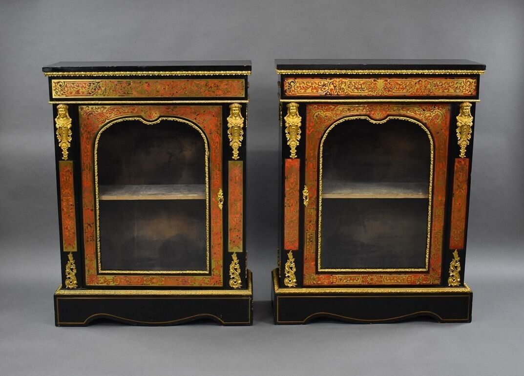 Pair Of Boulle Pier Cabinets, 1800s photo Furniture