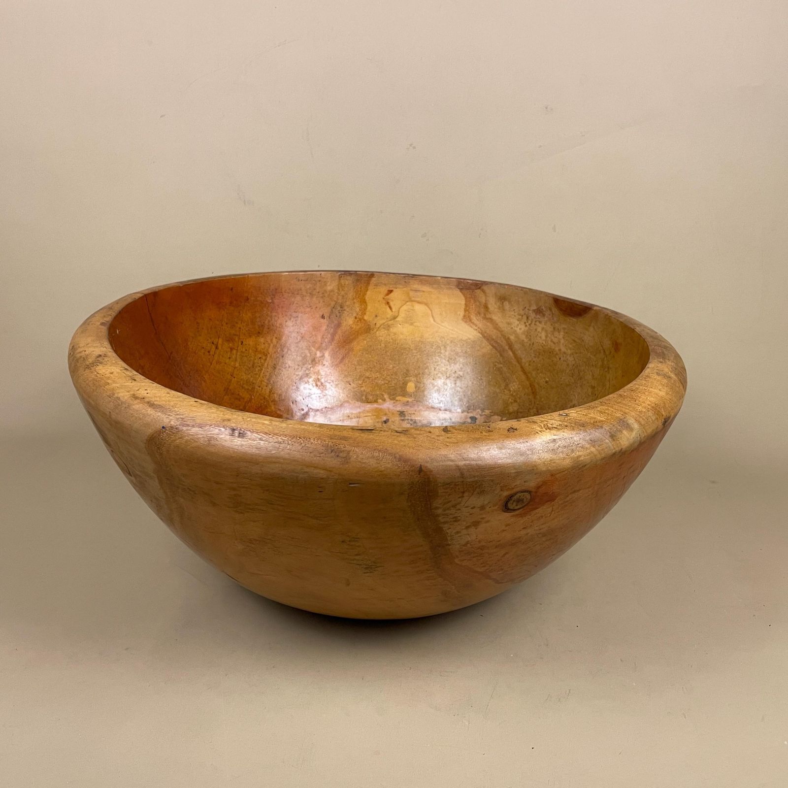 Antique Wooden Dough Food Bowl Hand Carved Rustic Farmhouse Decorative Primitive European Kitchen Decor Large