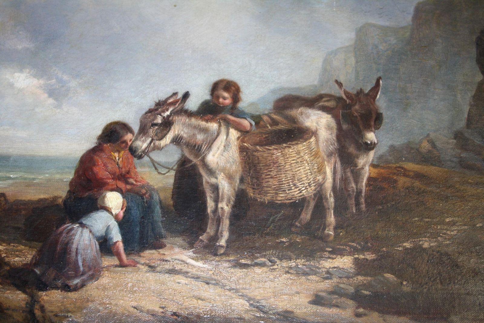 Oil Painting Joseph Paul Pettitt & George Young "Mussel Gatherers On The South Coast" Matte photo vintage