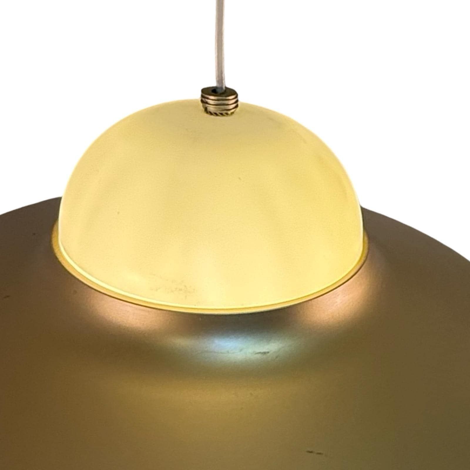Approx. 1970's   Scandinavian   Pedant Lamp / Ceiling Mounted   Gold Colored Metal Brim And Plastic Insert photo buy
