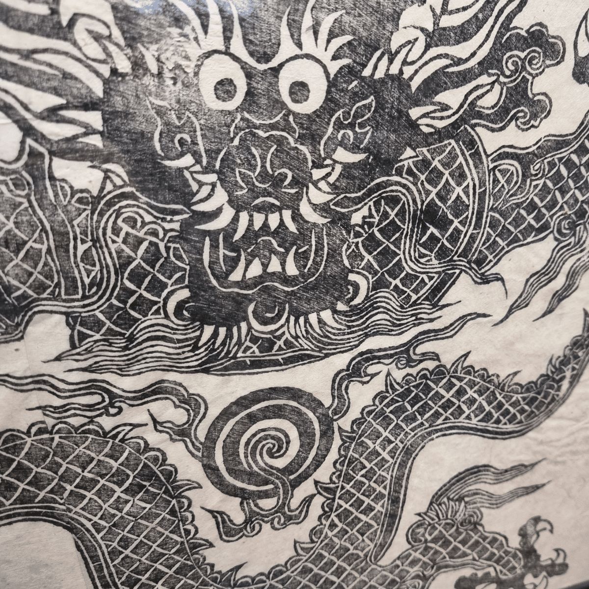 Asian Dragon Painting On Rice Paper, 1970s photo Art