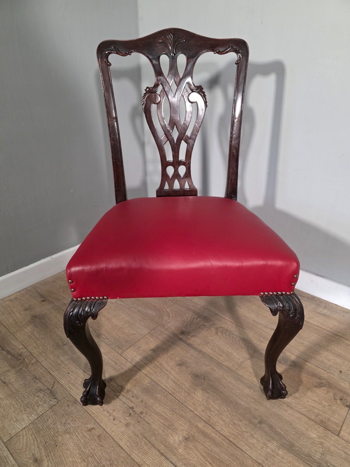 Set Of 4 Antique Mahogany Chippendale Style Dining Chairs 1900s photo buy