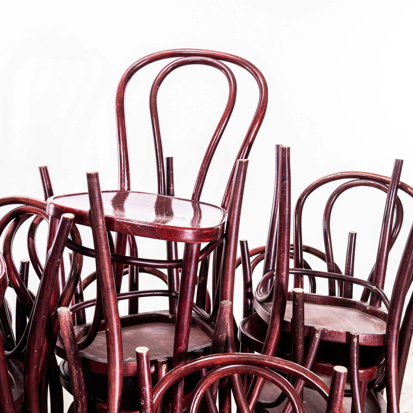 1980’s Classic Dark Mahogany Hoop Back Bentwood Dining Chairs photo Furniture