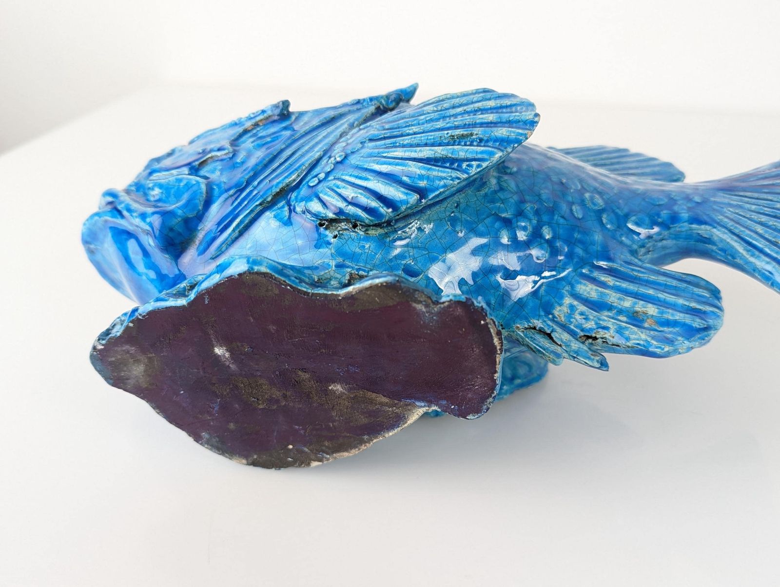 photo buy Scorpionfish Sculpture By Guido Cacciapuoti, Blue Glazed, Art Deco, 1930s