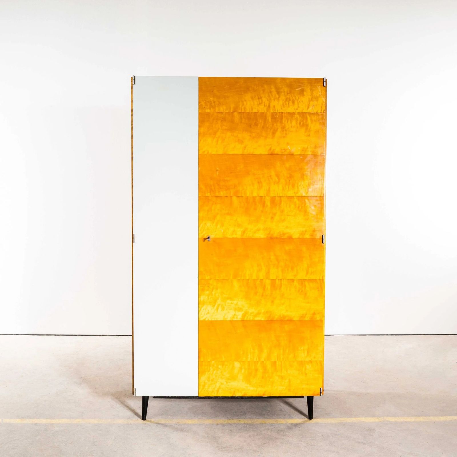 1960’s Good Sized Mid Century White Door Shelved Wardrobe – Up Zavody photo for sale